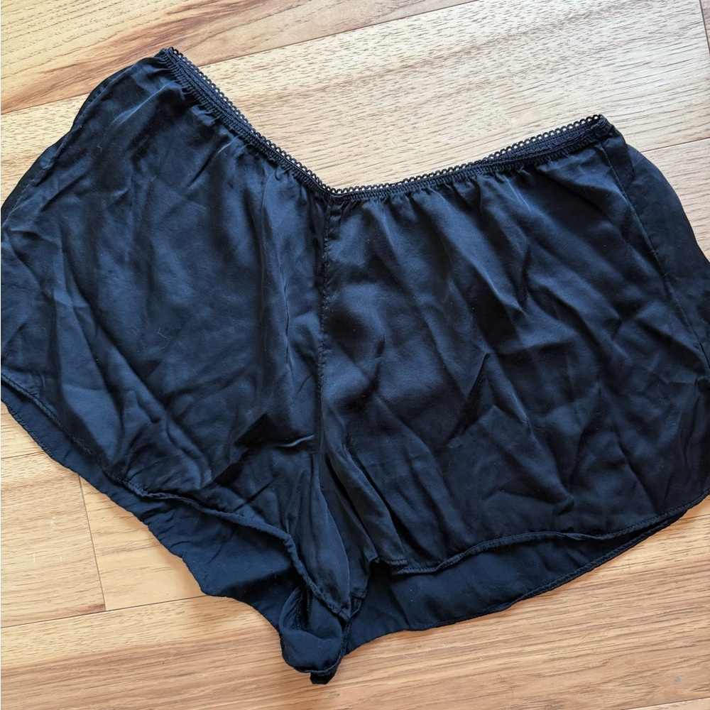 Aerie Black Satin Sleep Shorts